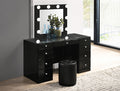 Avery Luxe 9-Drawer Hollywood Vanity Station with LED Mirror in Glossy Black