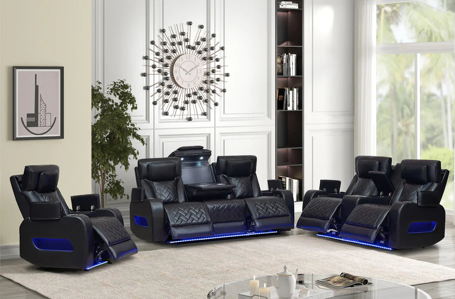 McFerran SF5868 Fortuner Power Reclining Sofa Set with LED Lighting