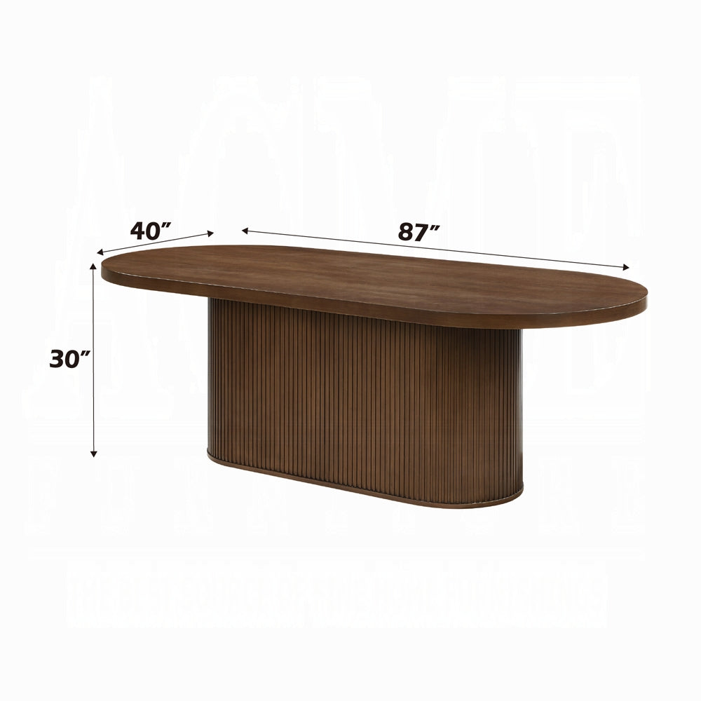 Acme Gamarya 7-Piece Dining Set with Oval Pedestal Table and 6 Chairs