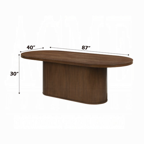 Acme Gamarya 7-Piece Dining Set with Oval Pedestal Table and 6 Chairs